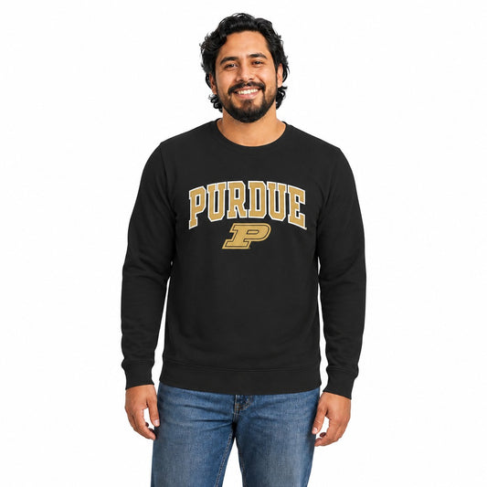 Purdue Boilermakers  NCAA Tackle Twill Crewneck Sweatshirt Men Women - Black