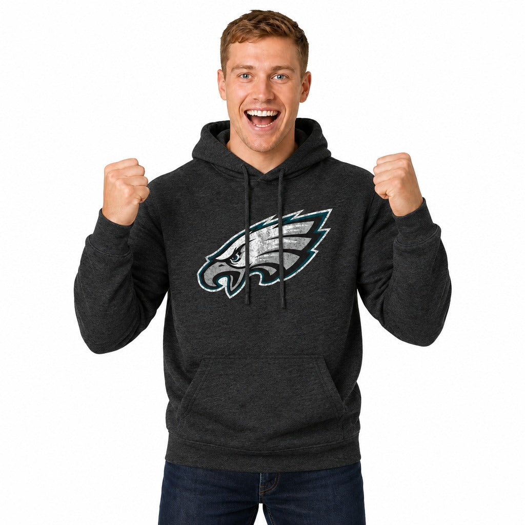 Philadelphia Eagles  Modern Throwback Fleece Hoodie Men Women NFL Licensed - Black Heather