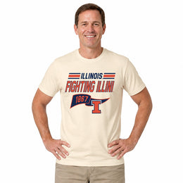 Illinois Fighting Illini  Varsity Club Pennant Shirt - Off White