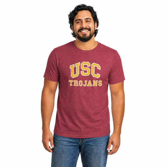 USC Trojans  Heathered Logo NCAA T-Shirt Officially Licensed Unisex - Cardinal