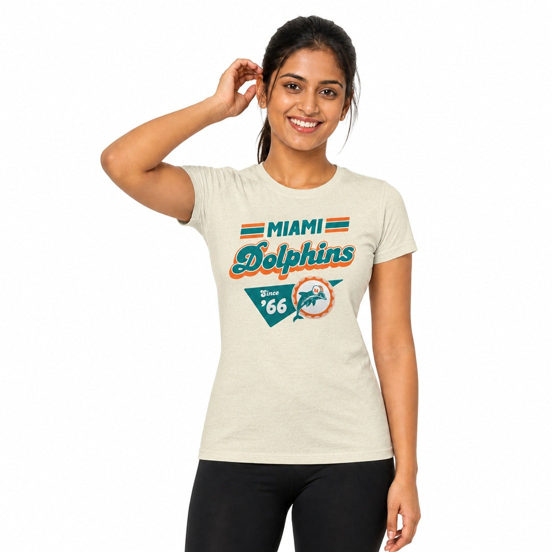 Miami Dolphins  NFL Womens Vintage Charm T-Shirt Short Sleeve - Birch
