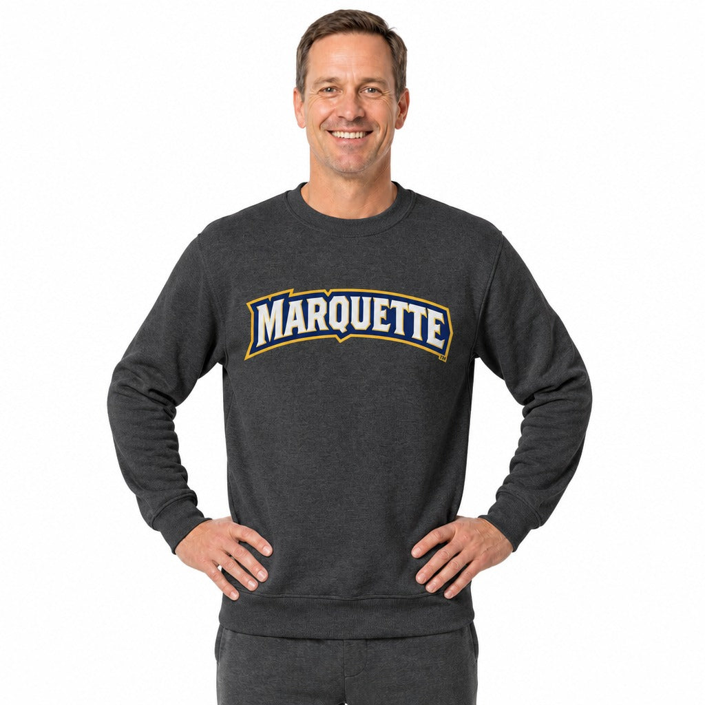 Marquette Golden Eagles  NCAA Crewneck Sweatshirt Men Women Fleece Charcoal - Charcoal