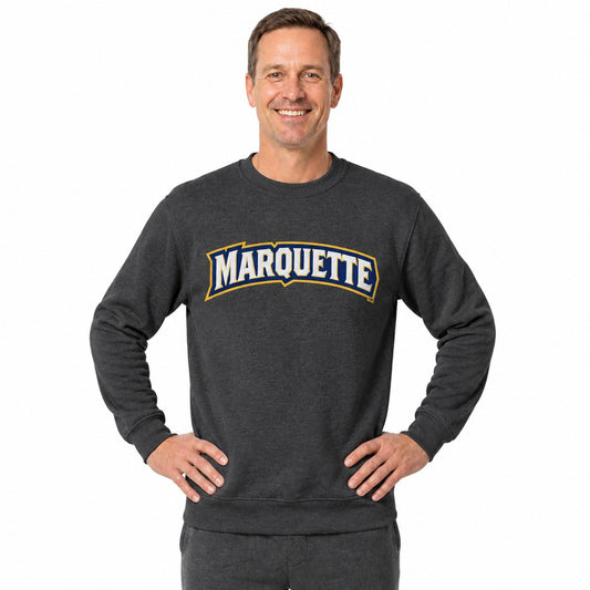 Marquette Golden Eagles  NCAA Crewneck Sweatshirt Men Women Fleece Charcoal - Charcoal