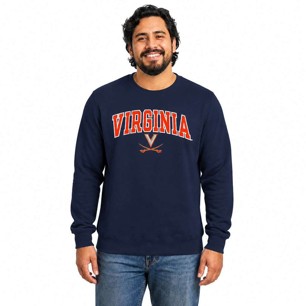 Virginia Cavaliers  NCAA Tackle Twill Crewneck Sweatshirt Men Women - Navy