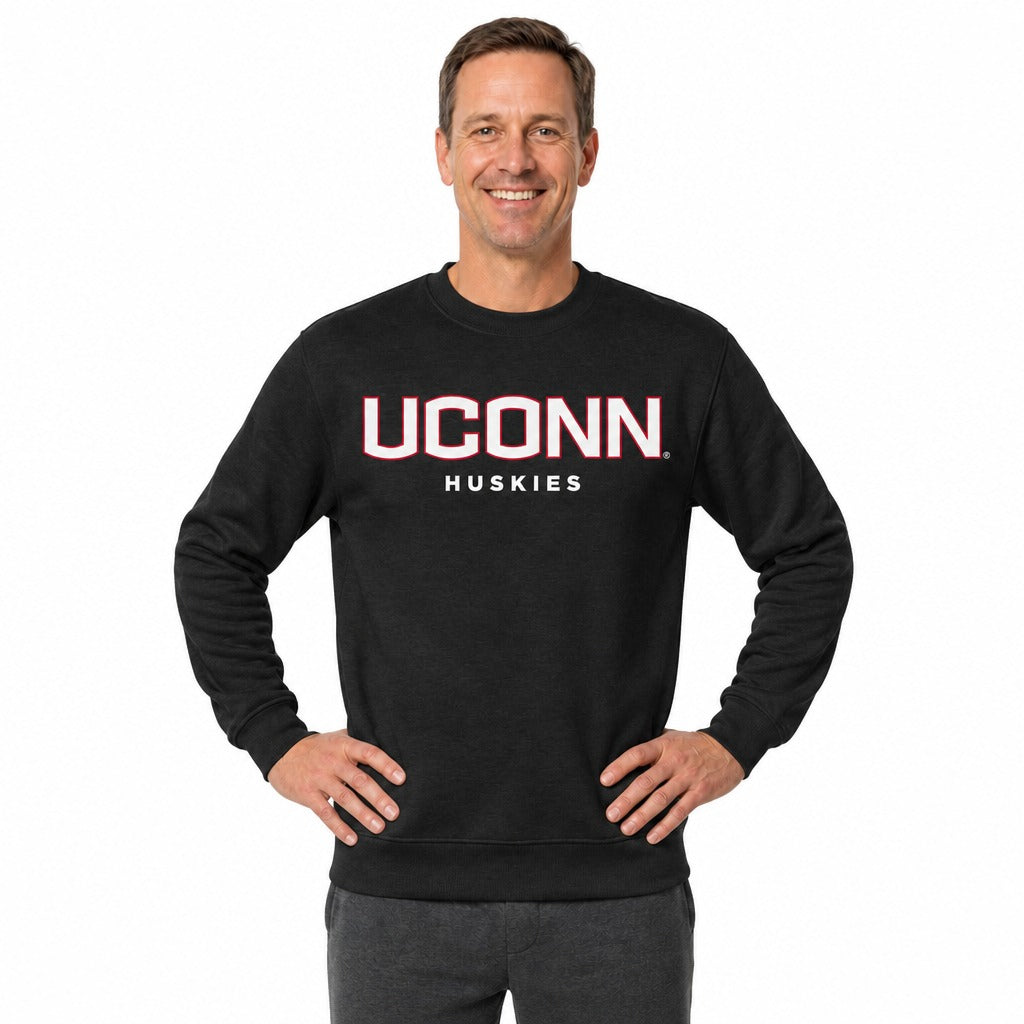 UCONN Huskies  NCAA Crewneck Sweatshirt Men Women Fleece Pullover Charcoal - Charcoal