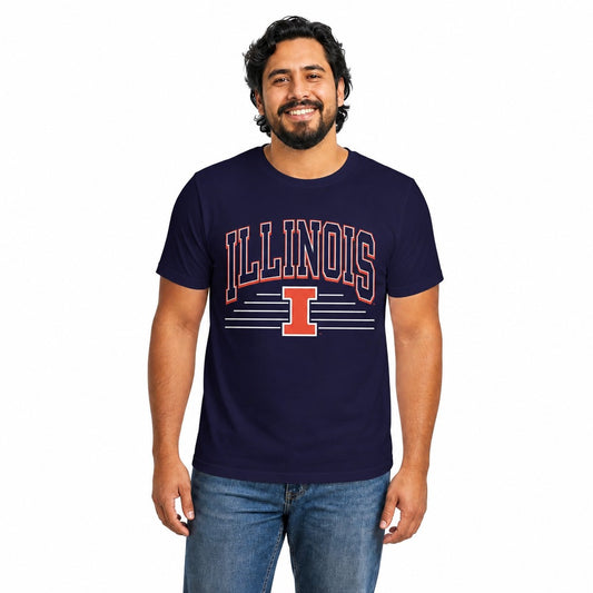 Illinois Fighting Illini  Overtime Classics Cotton T-Shirt Short Sleeve - Navy
