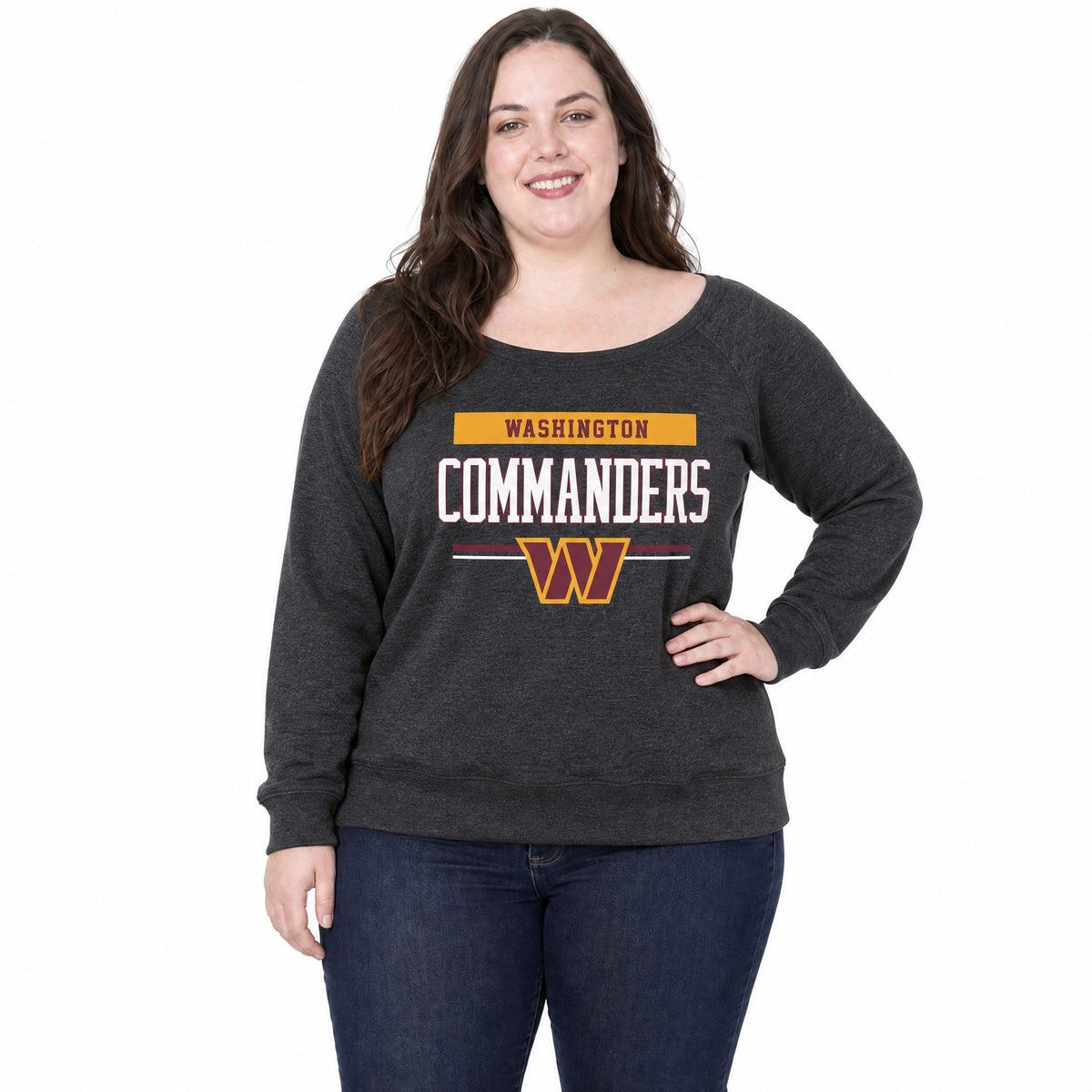 Washington Commanders  NFL Women's Plus Size French Terry Crewneck - Charcoal