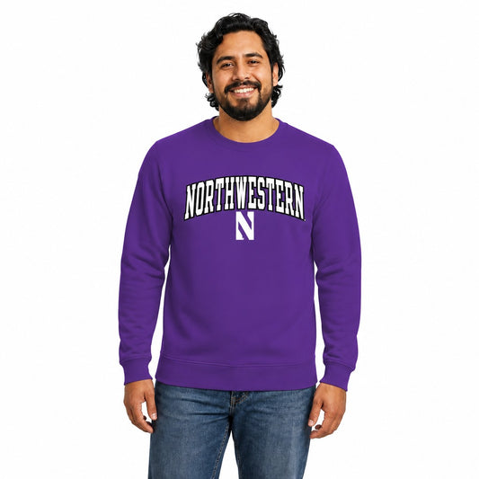 Northwestern Wildcats  NCAA Tackle Twill Crewneck Sweatshirt Men Women - Purple