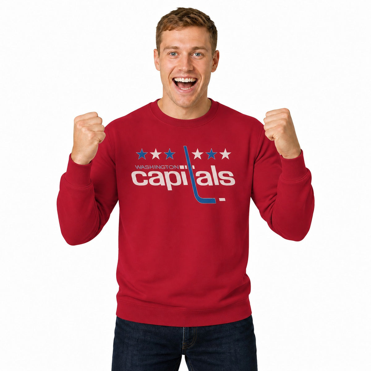 Washington Capitals  NHL Retro Logo Fleece Crewneck Sweatshirt Unisex - Red Heather