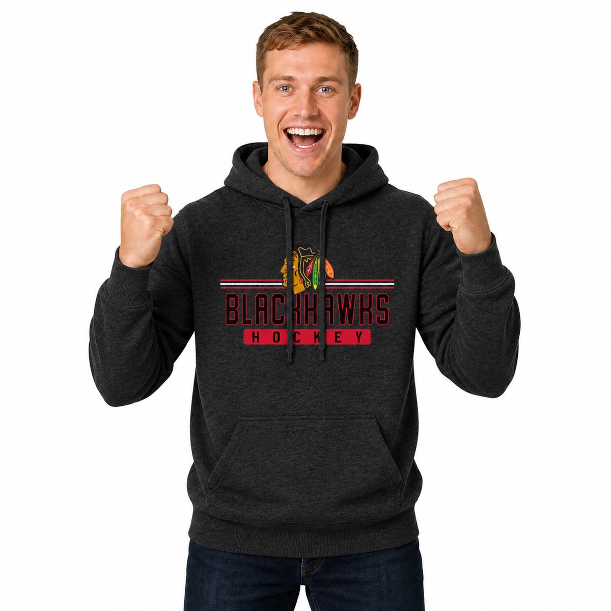 Chicago Blackhawks  True Fan Pullover Hoodie Men Women Heather Charcoal - Charcoal