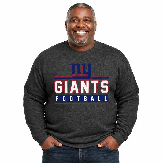New York Giants  True Fan Crewneck Sweatshirt Men Women Fleece NFL - Charcoal