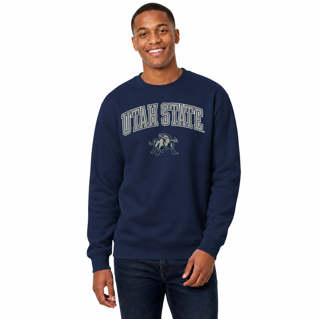 NCAA Utah State Aggies Crewneck Sweatshirt Fleece Pullover Men Women - Navy