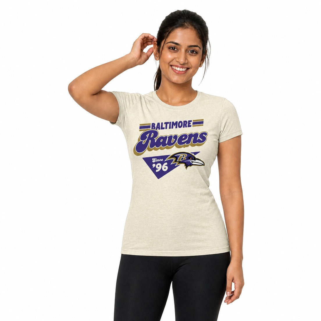Baltimore Ravens  NFL Womens Vintage Charm T-Shirt Short Sleeve - Birch