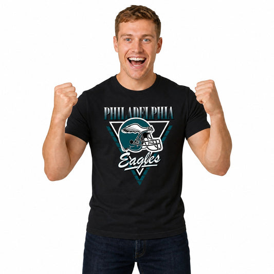 Philadelphia Eagles  NFL Officially Licensed Retro Triangle T-Shirt Unisex - Black