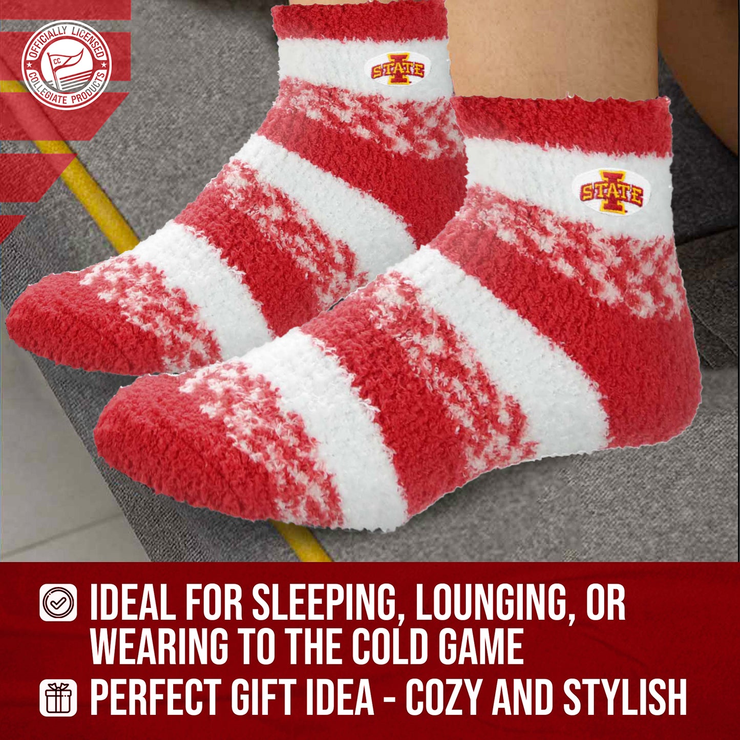 Iowa State Cyclones NCAA Unisex Cozy Soft Sleep Socks - Cardinal