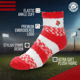 Louisville Cardinals NCAA Unisex Cozy Soft Sleep Socks - Red