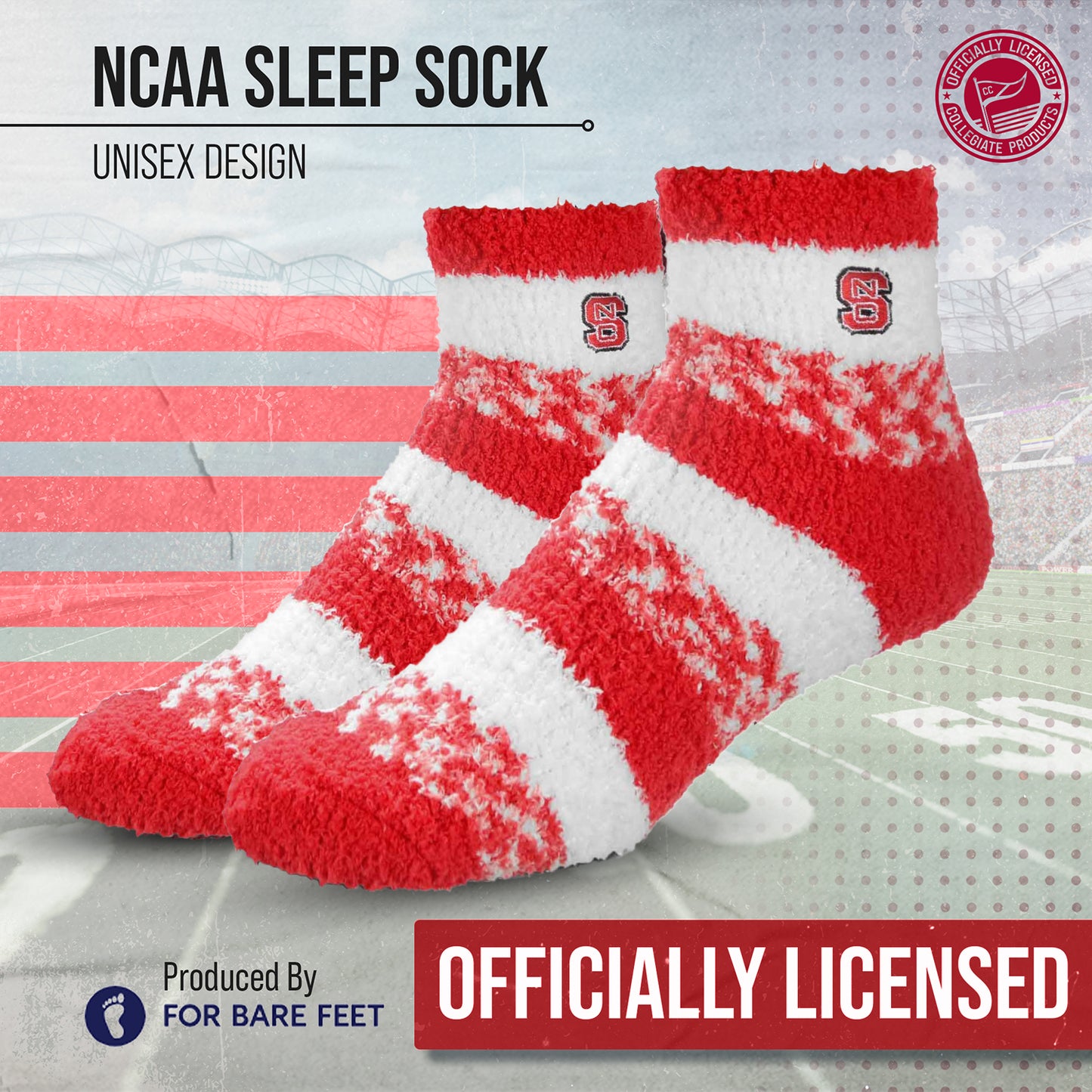 NC State Wolfpack NCAA Unisex Cozy Soft Sleep Socks - Red