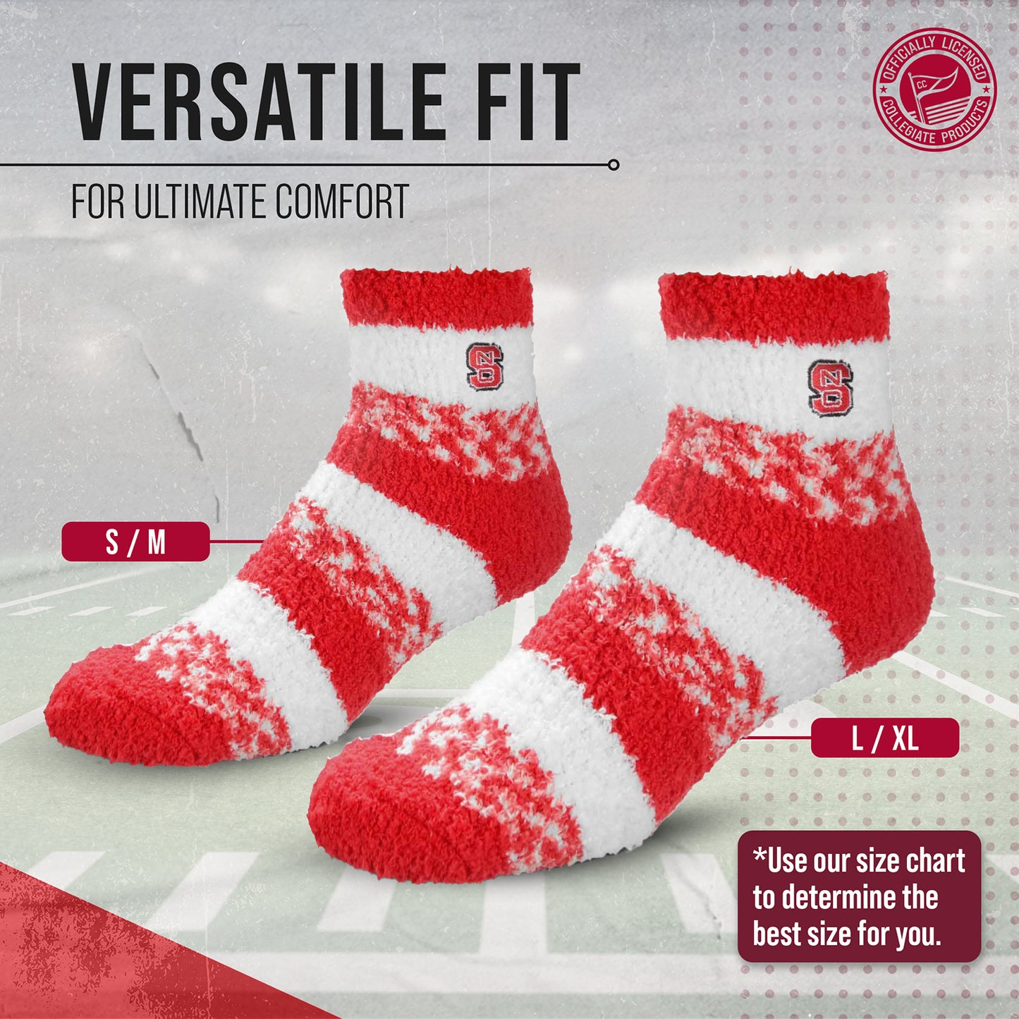 NC State Wolfpack NCAA Unisex Cozy Soft Sleep Socks - Red