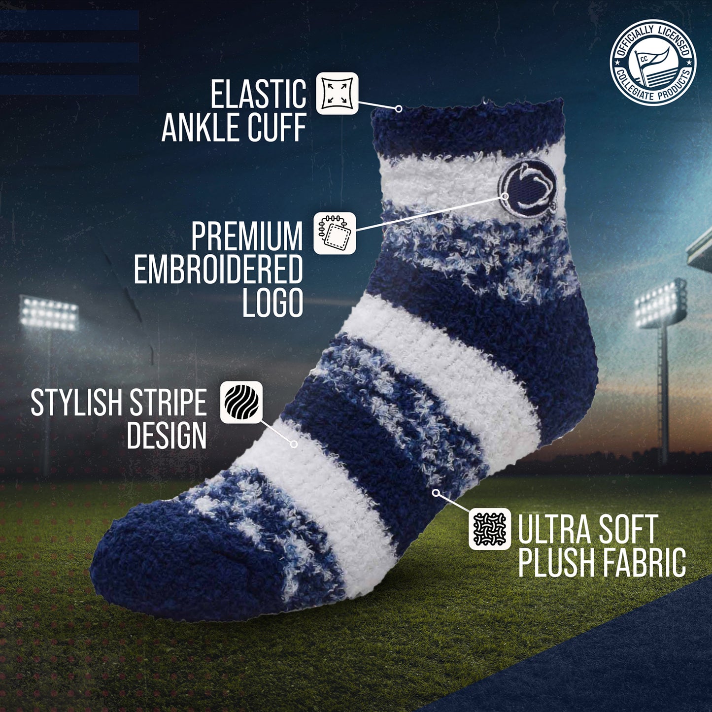 Penn State Nittany Lions NCAA Unisex Cozy Soft Sleep Socks - Navy