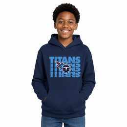 Tennessee Titans  Youth Repeating Logo Pullover Hoodie NFL Boys Girls - Navy
