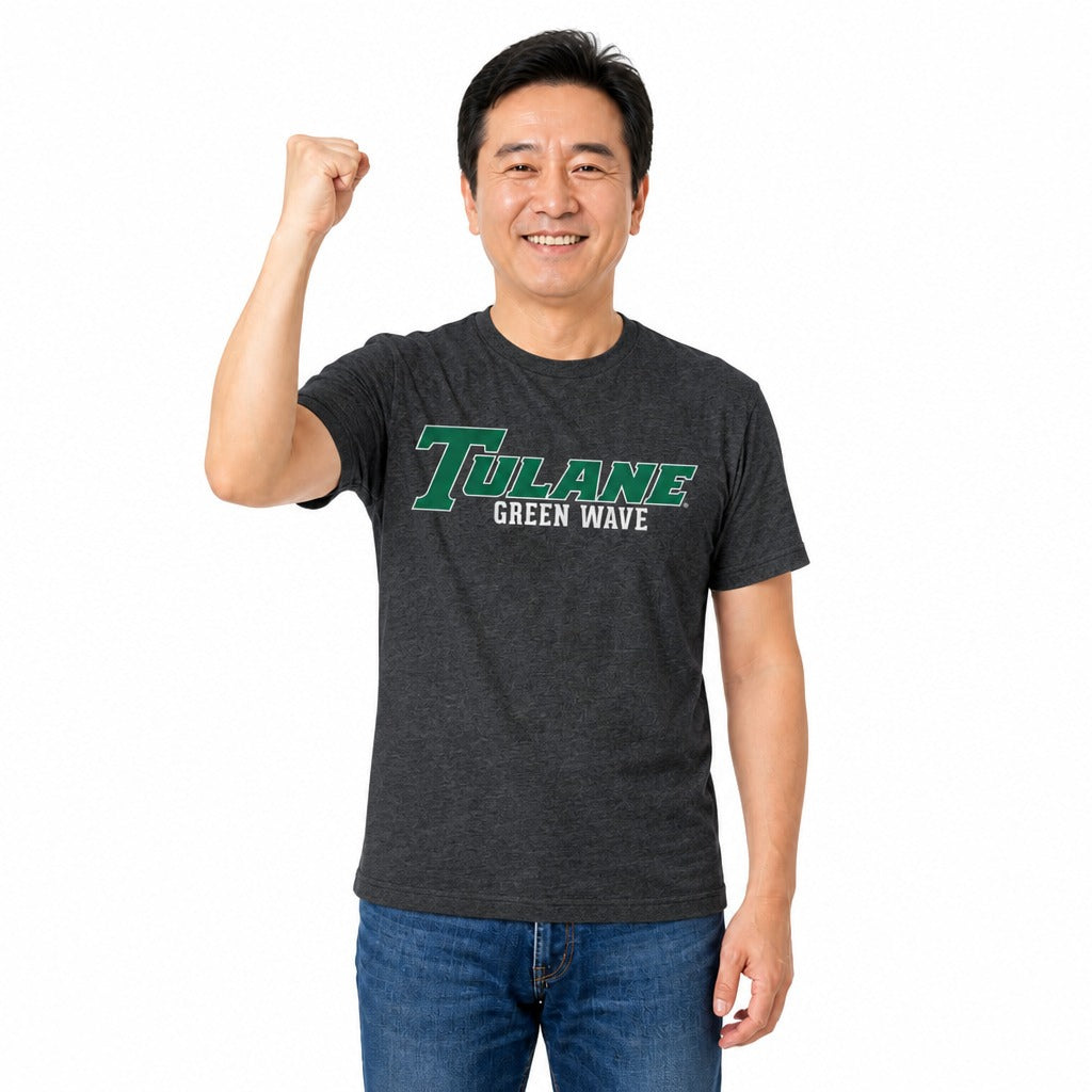Tulane Green Wave  NCAA Charcoal Heather Cotton Blend T-Shirt - Charcoal