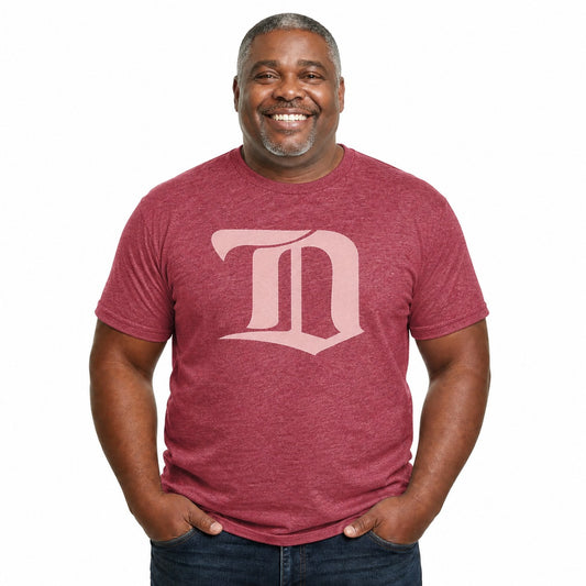 Detroit Red Wings  Retro Logo Heathered T-Shirt Men Women Unisex NHL - Red Heather