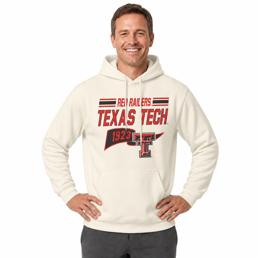 Texas Tech Red Raiders  NCAA Varsity Club Pennant Hoodie Fleece Men Women - Off White