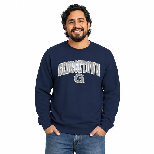 Georgetown Hoyas  NCAA Tackle Twill Crewneck Sweatshirt Men Women - Navy