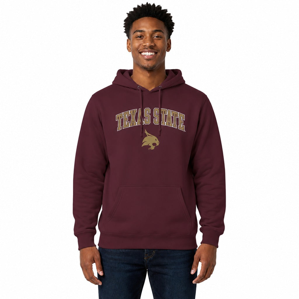 Texas State Bobcats Arch & Logo Gameday Hoodie NCAA Fleece Hoodie - Maroon