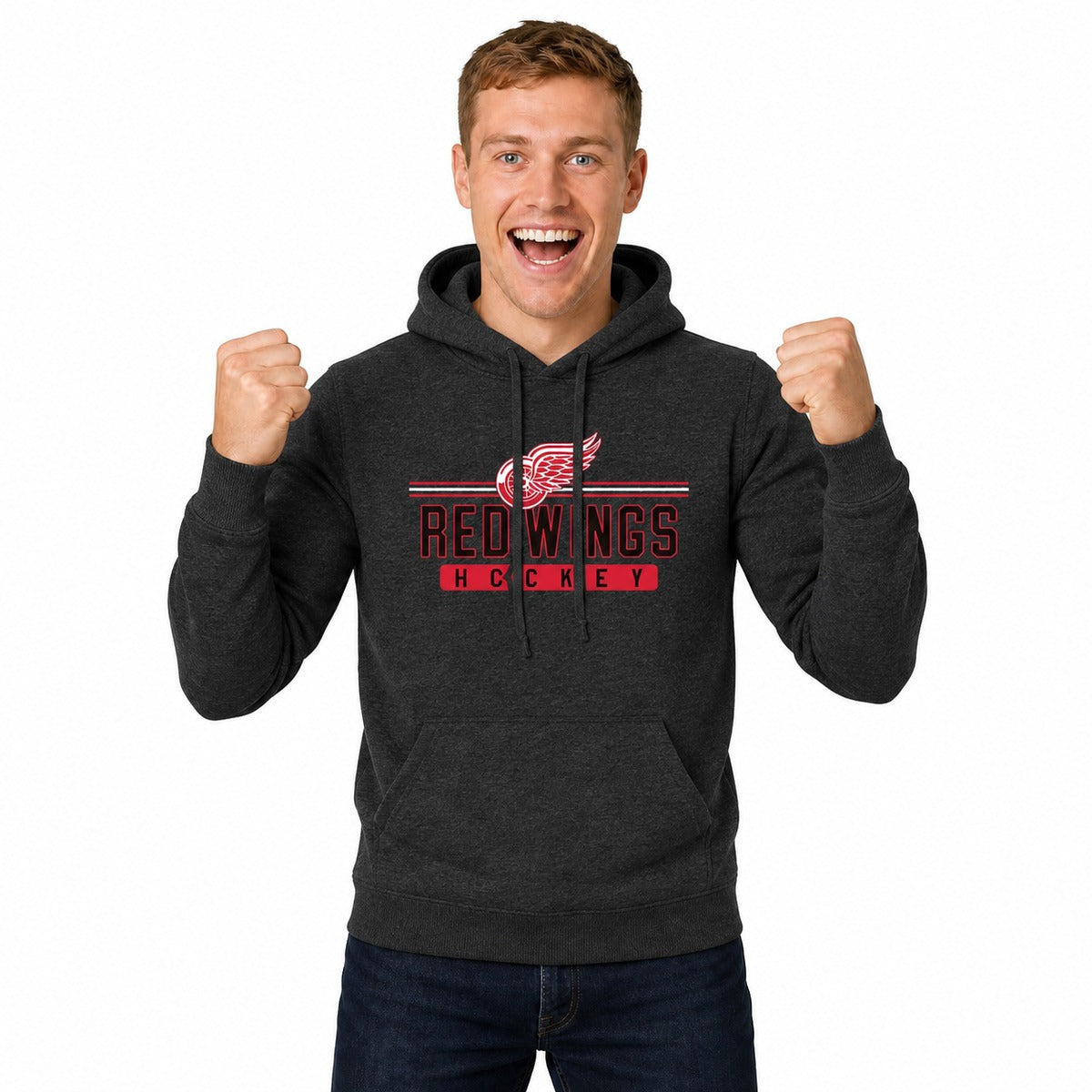 Detroit Red Wings  True Fan Pullover Hoodie Men Women Heather Charcoal - Charcoal