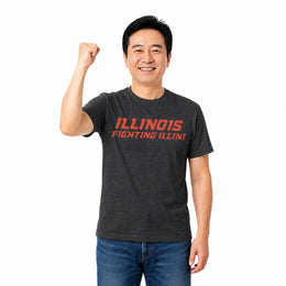 Illinois Fighting Illini  NCAA Charcoal Heather Cotton Blend T-Shirt - Charcoal
