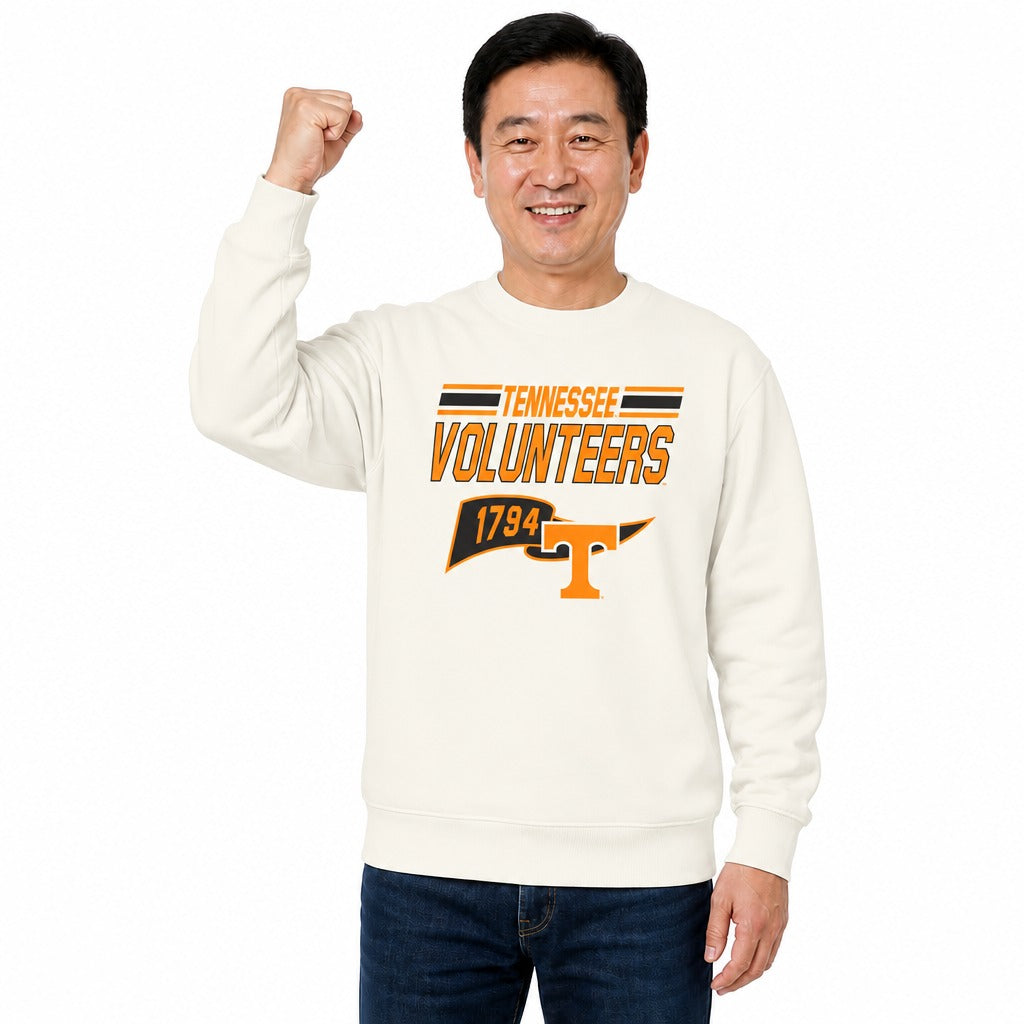 Tennessee Volunteers  Varsity Pennant Crewneck Sweatshirt Men Women Fleece - Off White