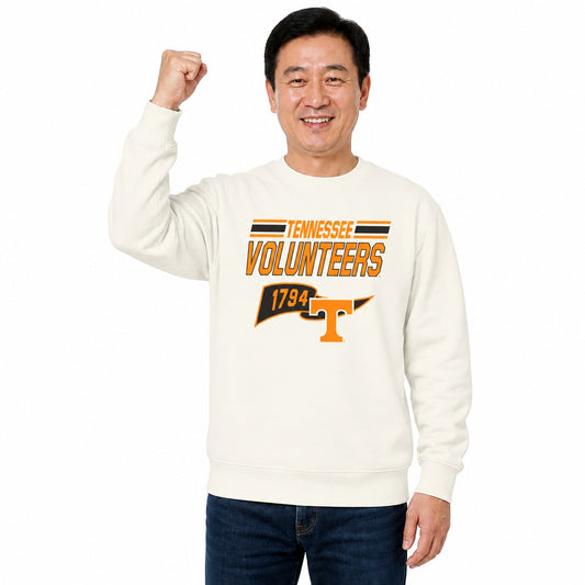 Tennessee Volunteers  Varsity Pennant Crewneck Sweatshirt Men Women Fleece - Off White