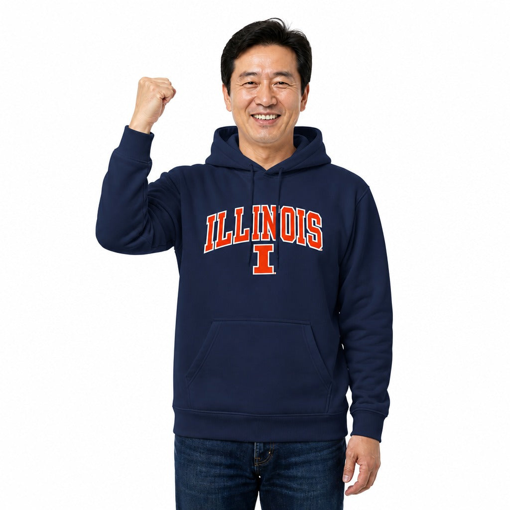 Illinois Fighting Illini  NCAA Tackle Twill Embroidered Fleece Pullover - Navy