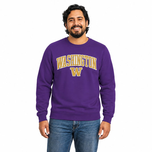 Washington Huskies  NCAA Tackle Twill Crewneck Sweatshirt Men Women - Purple