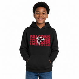 Atlanta Falcons NFL Youth Repeating Logo Football Fleece Hooded Sweatshirt - Black