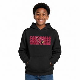 Arizona Cardinals NFL Youth Repeating Logo Football Fleece Hooded Sweatshirt - Black