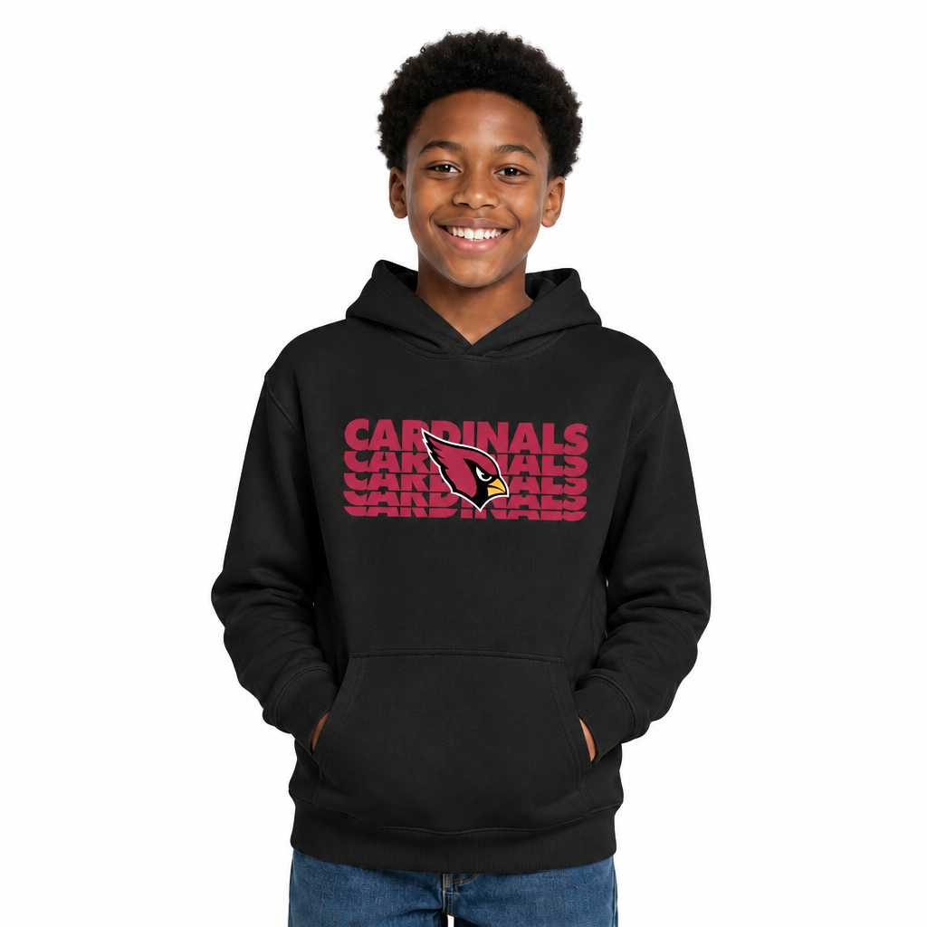 Arizona Cardinals NFL Youth Repeating Logo Football Fleece Hooded Sweatshirt - Black