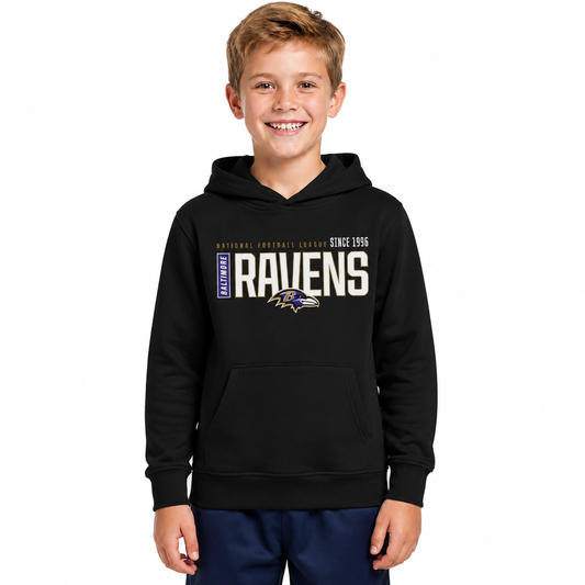 Baltimore Ravens NFL Youth Modern Endzone Football Fleece Hooded Sweatshirt - Black