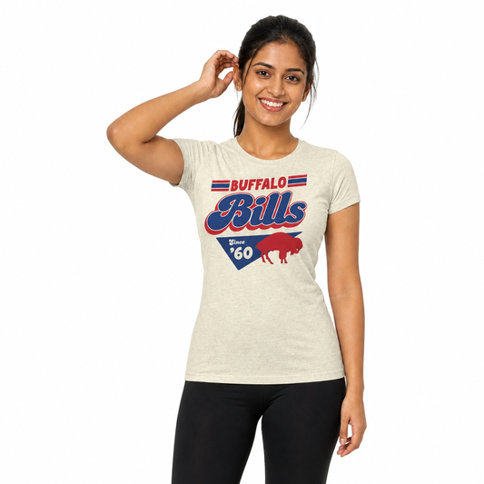 Buffalo Bills  NFL Womens Vintage Charm T-Shirt Short Sleeve - Birch