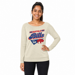 Buffalo Bills  Womens Vintage Charm French Terry Crewneck - Birch