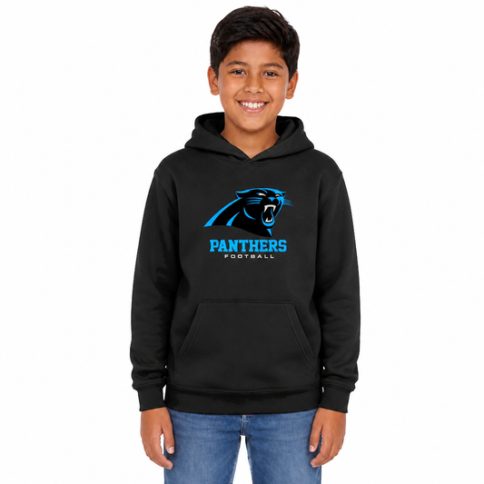 Carolina Panthers  Youth NFL Large Logo Fleece Hoodie Boys Girls - Black