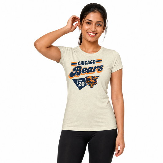 Chicago Bears  NFL Womens Vintage Charm T-Shirt Short Sleeve - Birch