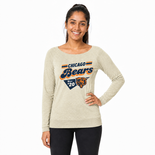 Chicago Bears  Womens Vintage Charm French Terry Crewneck - Birch