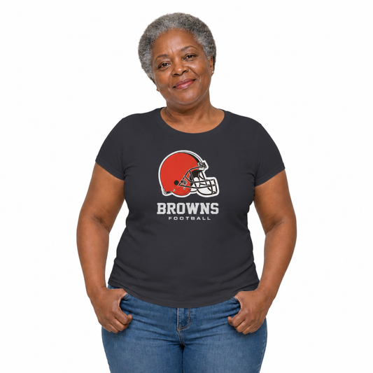 Cleveland Browns  Women's NFL Big Logo Cotton T-Shirt - Charcoal