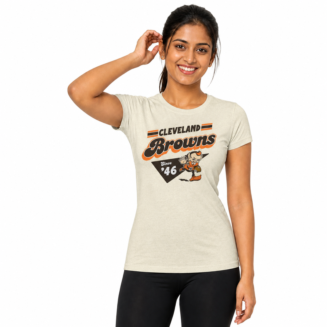 Cleveland Browns  NFL Womens Vintage Charm T-Shirt Short Sleeve - Birch