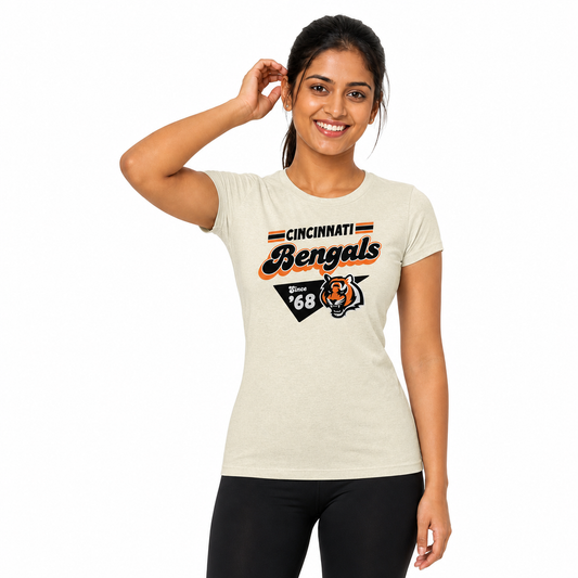 Cincinnati Bengals  NFL Womens Vintage Charm T-Shirt Short Sleeve - Birch