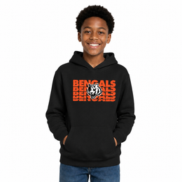 Cincinnati Bengals NFL Youth Repeating Logo Football Fleece Hooded Sweatshirt - Black