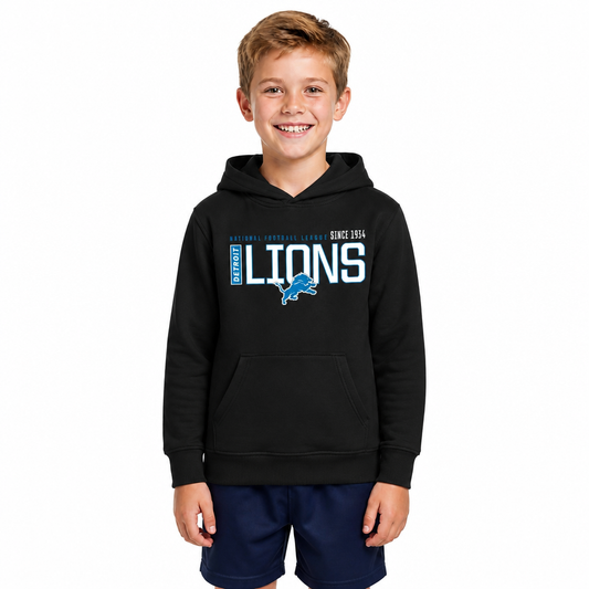 Detroit Lions NFL Youth Modern Endzone Football Fleece Hooded Sweatshirt - Black