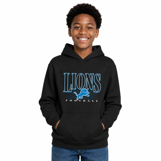 Detroit Lions NFL Youth Overtime Blueprint Fleece Hoodie Sweatshirt - Black